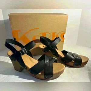 Black Leather Sandals by Korks Size 11